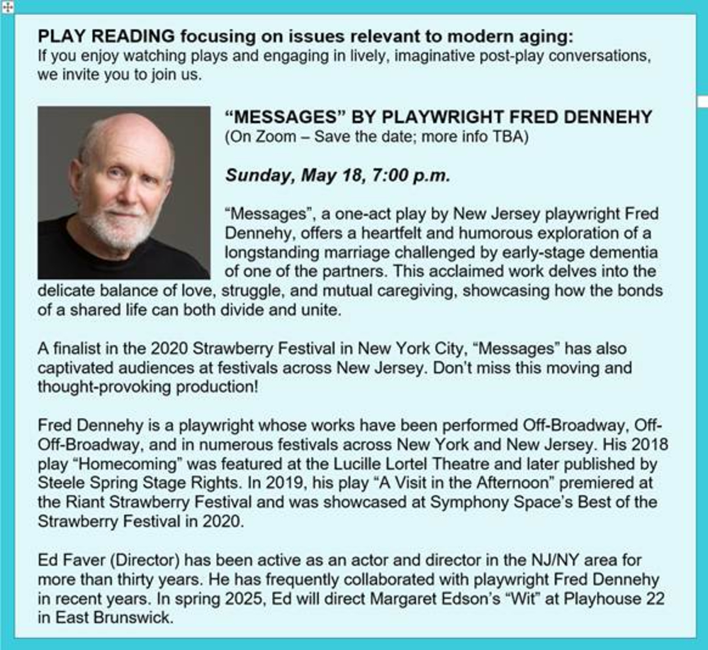 Messages: One-Act Play by Fred Dennehy @ Zoom Only